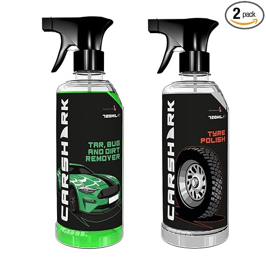 Car Shark DIRT, TAR & BUG REMOVER 720ML+Car Shark TYRE POLISH TRIGGER 720ML
