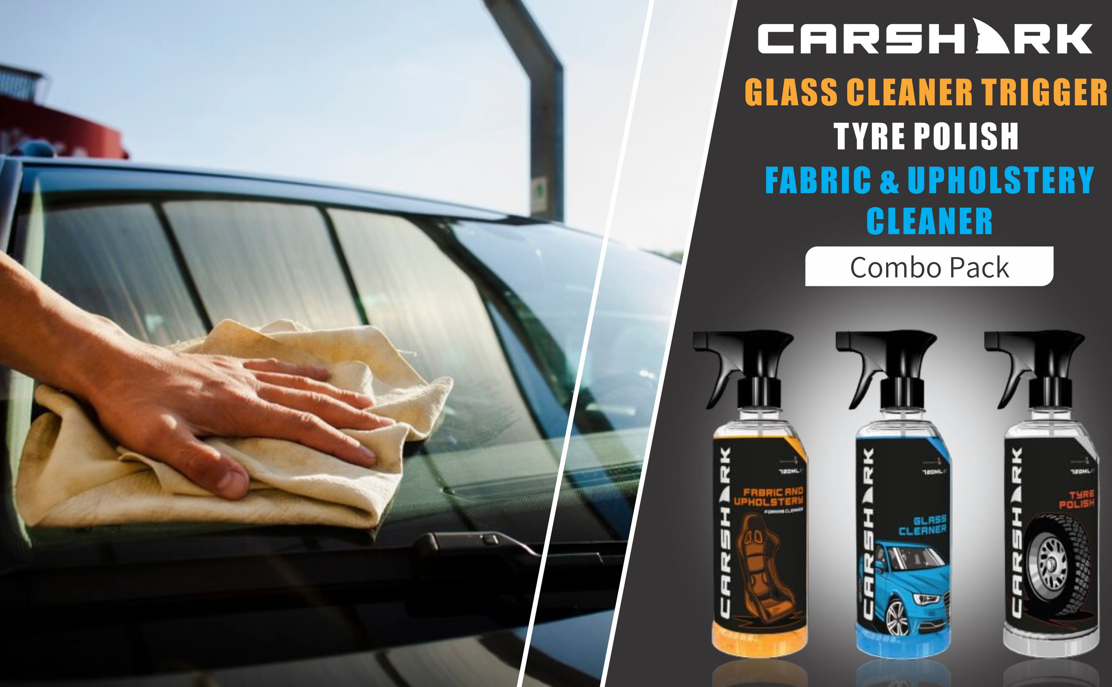 Car Shark DASHBOARD CLEANER TRIGGER 720ML+Car Shark LEATHER CLEANER TRIGGER 720ML+Car Shark SPRAY WCar Shark TRIGGER 720ML